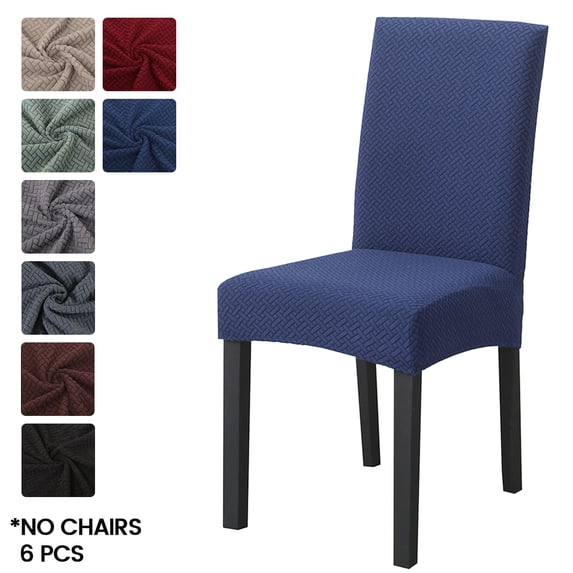 SHANNA Stretchable Knitted Jacquard 6-Piece Chair Slipcovers, Black