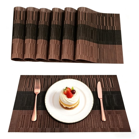 Generic 6 pack Washable PVC Table Placemats, Heat-Resistant Anti-Skid Mats for Dining Kitchen