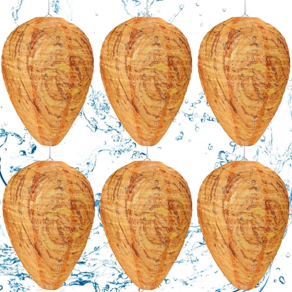 6 Pack Wasp Nest Decoy Hanging Wasp for Wasps Hornets Yellow Jackets Outdoor Waterproof Material (Orange)