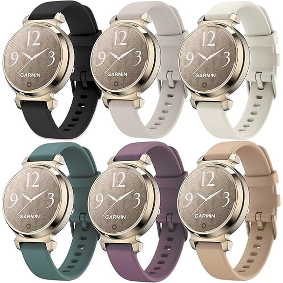 6 Pack Watch Bands Compatible with Garmin Lily 2 / Active/Classic Smart Watch, Quick Release Soft Silicone Replacement Women Band Strap for Garmin Lily 2