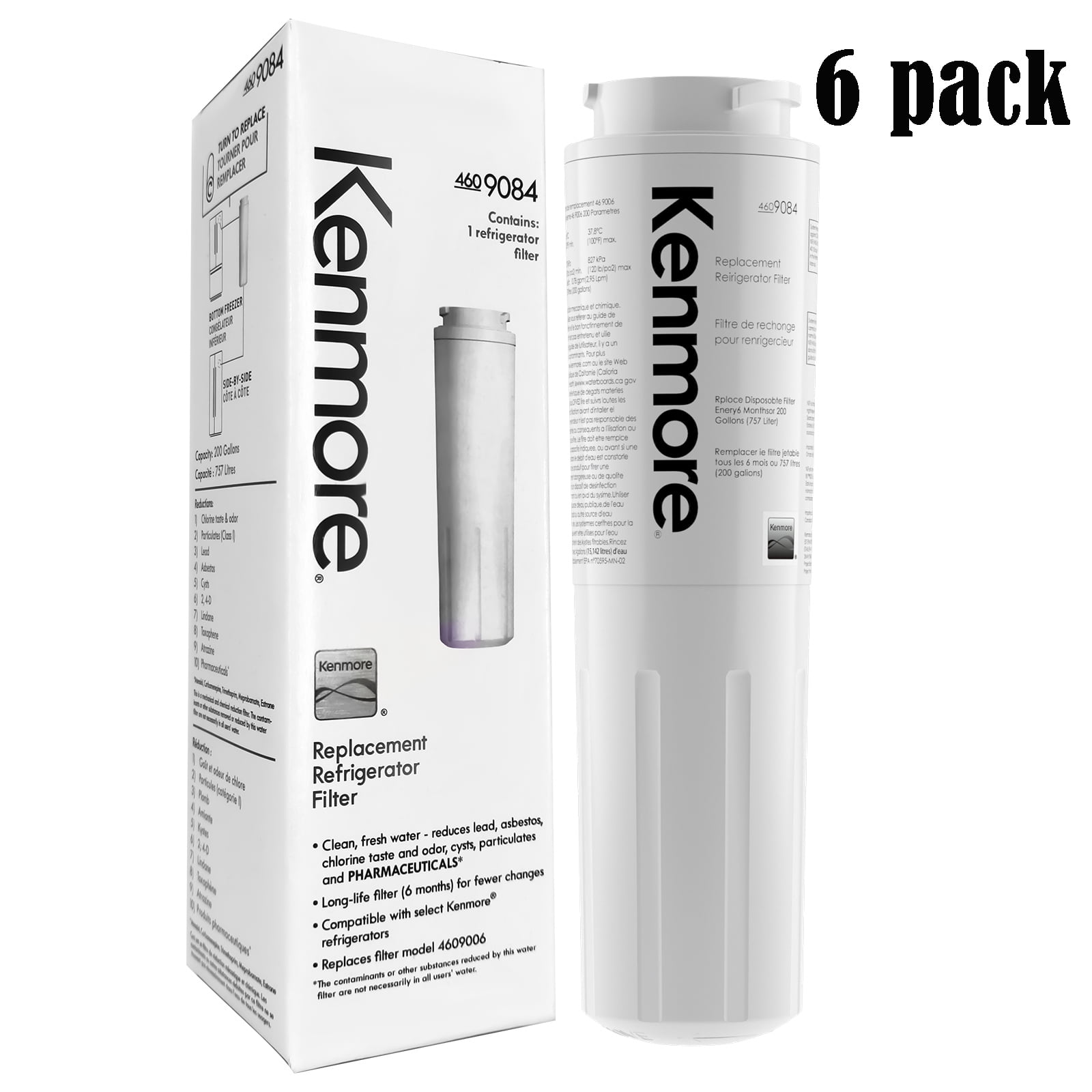 6 Pack Water Filter Refrigerator Water Filter Compatible with Kenmore