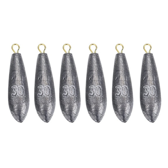 6-Pack Waterdrop Shaped Fishing Weights Sinkers - 30g Casting Tackle