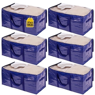 UBeesize 6 pack XL Moving Bags with Zippers & Handles, Heavy Duty Storage Totes, Blue