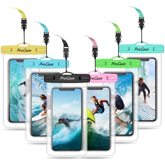 6 Pack Waterproof Phone Pouch Dry Bag Underwater Case for iPhone 16 15 14 13 12 11 Pro Plus Max Mini Xs XR X 8 7, Galaxy S23 S22 S21 Ultra Note up to 7" -Mixed