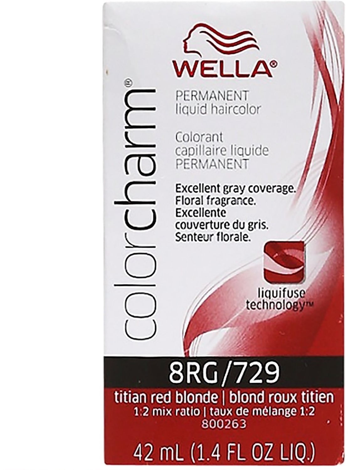 6 Pack - Wella COLOR CHARM, HAIR COLOR Liquid Haircolor 729/8RG Titian Red Blonde, 1.4 oz