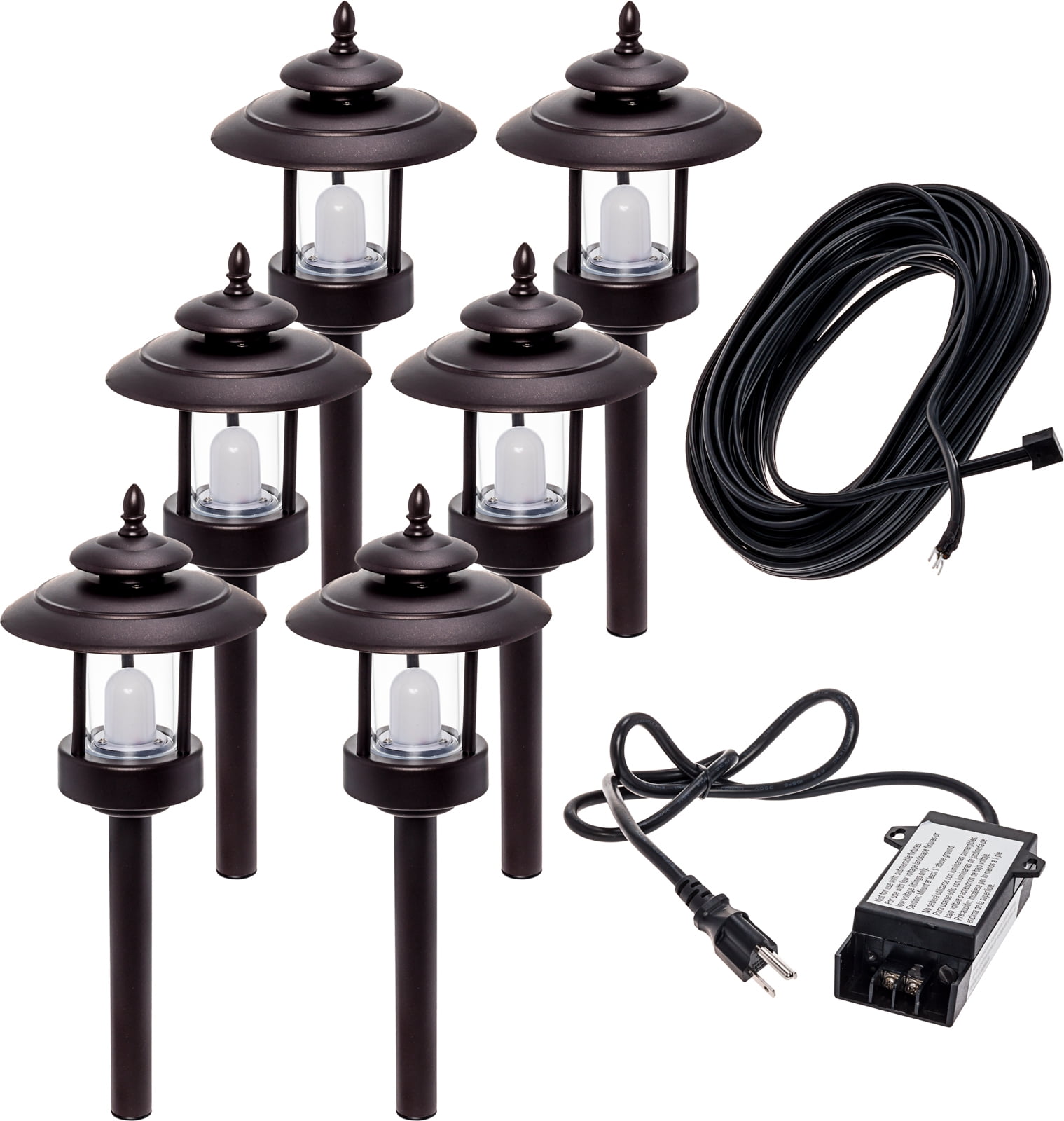 Westinghouse Lighting - Brandclub - 6 Pack Westinghouse 100 Lumen Low  Voltage LED Pathway Light Landscape Kit w/ Transformer \u0026 Cable (Bronze), image size:1519x1600