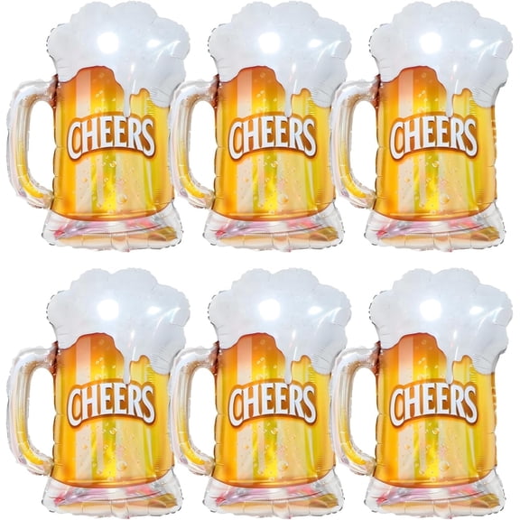6 Pack Beer Mug Foil Mylar Balloons, 28.7x20 Inch, Bachelor Party Supplies & Adult Party Decorations