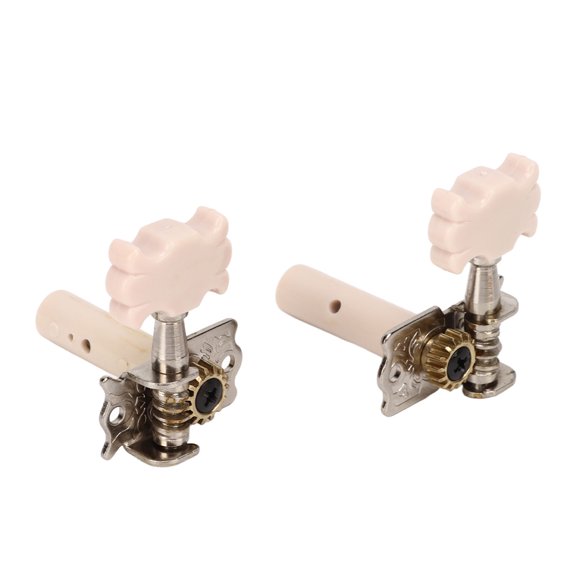 6-Pack White Classical Guitar Tuning Pegs with 8 Screws, Metal and Plastic Tuning Keys for String Instrument Replacement
