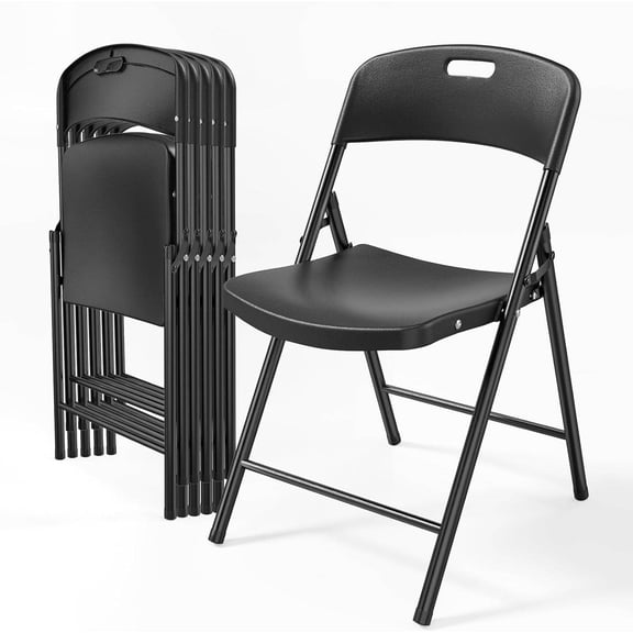 6-Pack White Folding Chairs, Portable Seat with Sturdy Steel Frame for Indoor & Outdoor Use