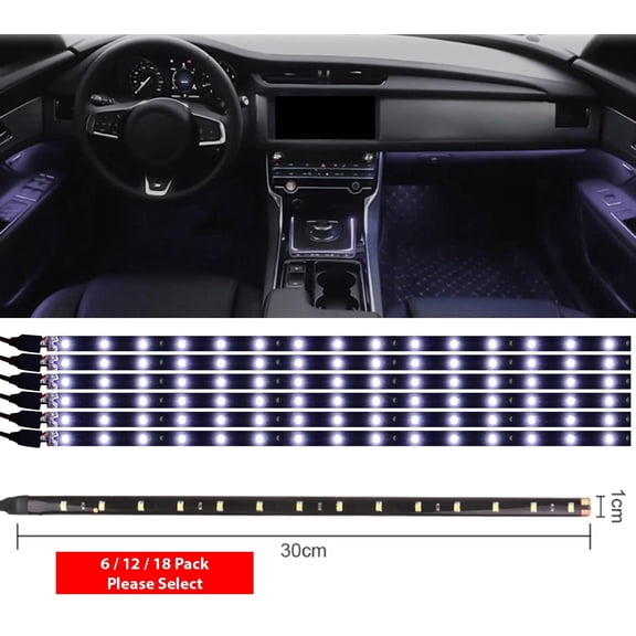 6-Pack White LED Underbody Light Kit for Cars and Motorcycles, Waterproof 12V