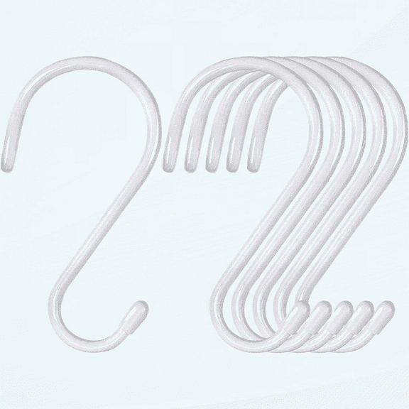 6 Pack White Large Rubber Coated S Hooks Non-Slip Heavy Duty Closet Patio Hook for Hanging Clothes Purses Backpacks Handbags Jeans Hats Tote Towels Plants Bird Feeders Kitchenware Cups Pans pots