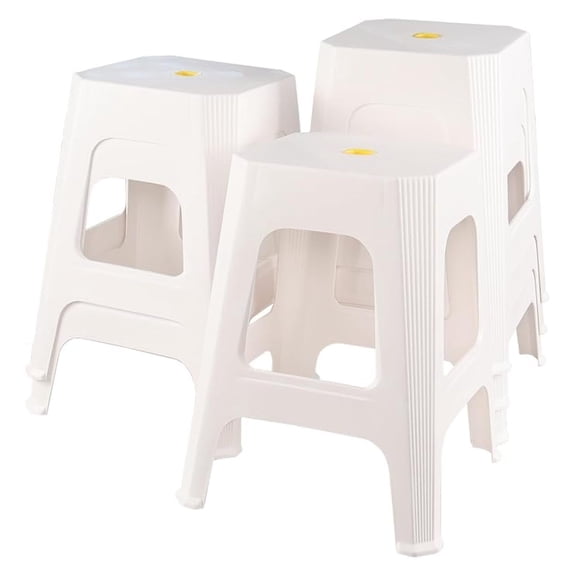 6 Pack White Plastic Square Stacking Stools, 18.9 Inch Plastic Stack Nesting Stools Stackable Stools for Home Classroom