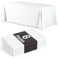 thumbnail image 1 of 6 Pack White Plastic Table Cloth - 70 x 120 Inch Rectangle Disposable Tablecloth for Parties - Rectangle Tablecloth - Disposable Table Cloths for Parties - Great for Picnics And Formal Events, 1 of 7