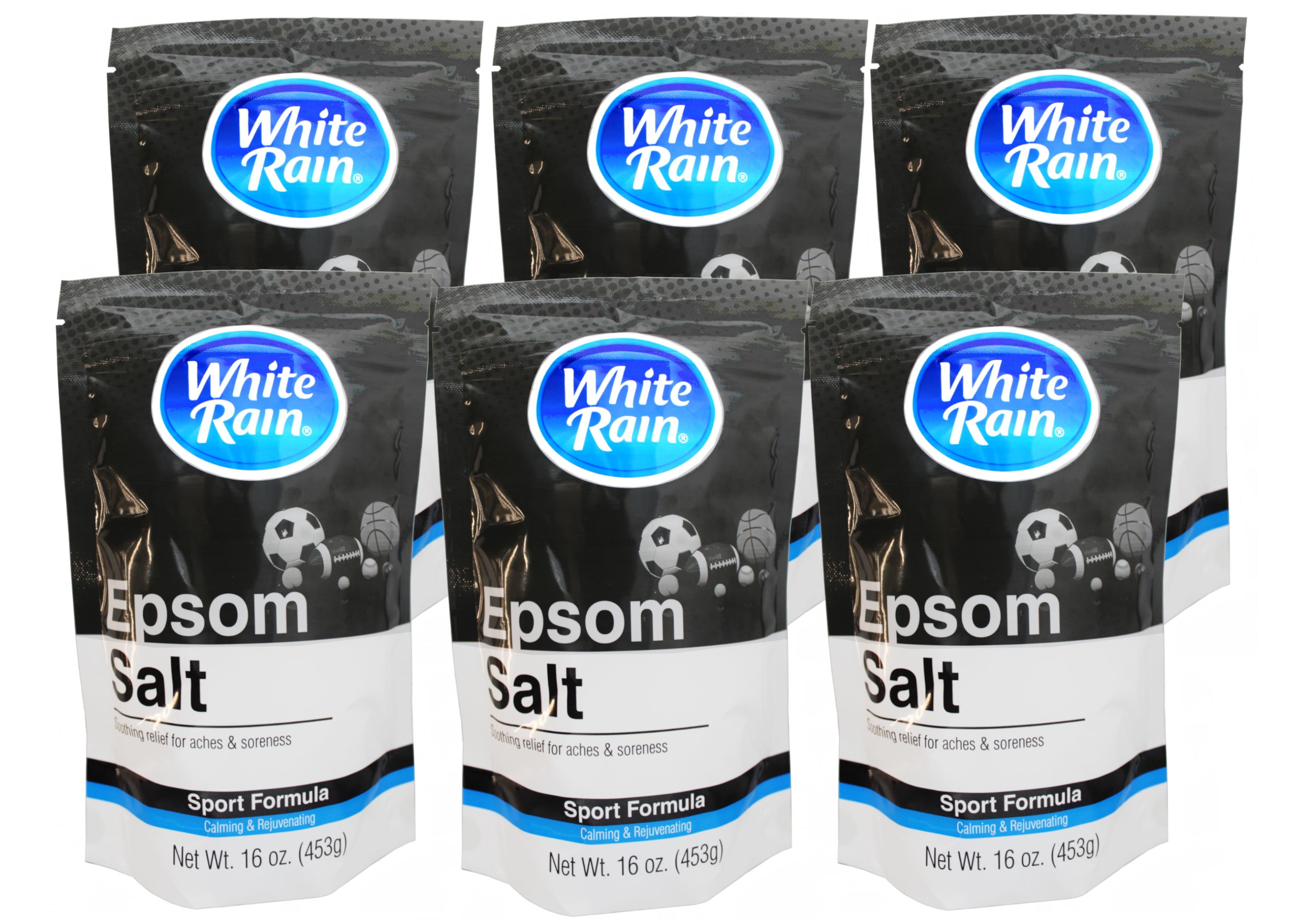 6 Pack - White Rain Epsom Salt Sport Formula, Soothing Relief for Aches & Soreness, Calming & Rejuvenating, 1 Pound