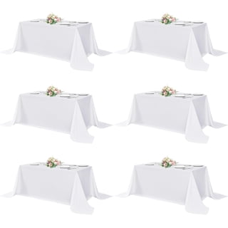 6-Pack White Rectangle Tablecloths 90x156 Inch, Polyester Fabric for 8 ft Tables, Wrinkle Resistant & Washable for Weddings & Banquets