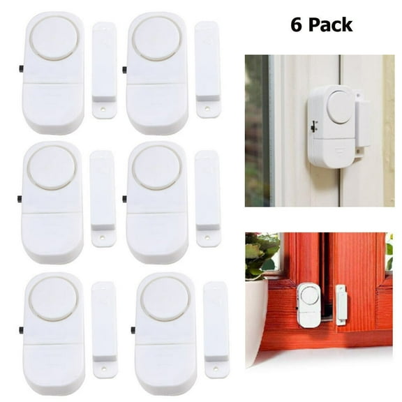 6 Pack White Security Window Door Alarm DIY Home Protection Burglar Alert Sensor