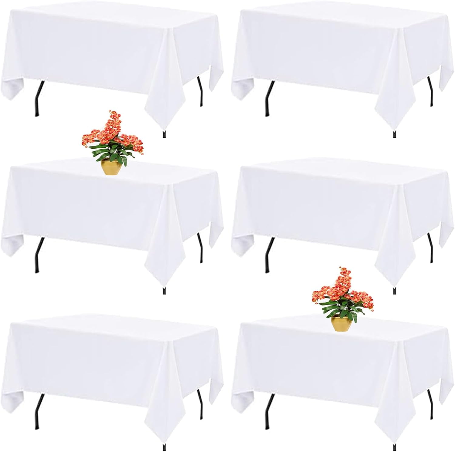 6 Pack White Table Cloth Rectangle Table Cloths for 8 Foot Rectangle ...