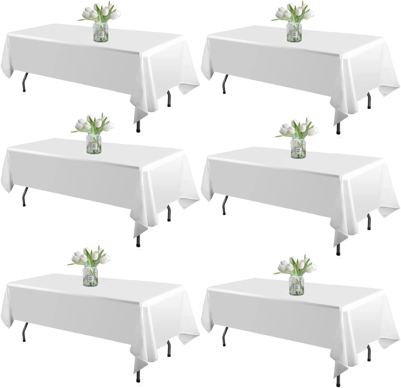 6 Pack White Table Cloth Rectangle Tablecloths 60X102 Inch Keep Your