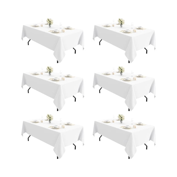 6 Pack White Table Cloth Rectangle Tablecloths 60X102 Inch,Polyester Table Cloth for 6 Foot Rectangle Tables,Wrinkle Resistant Washable Fabric Table Covers for Party,Wedding Banquet
