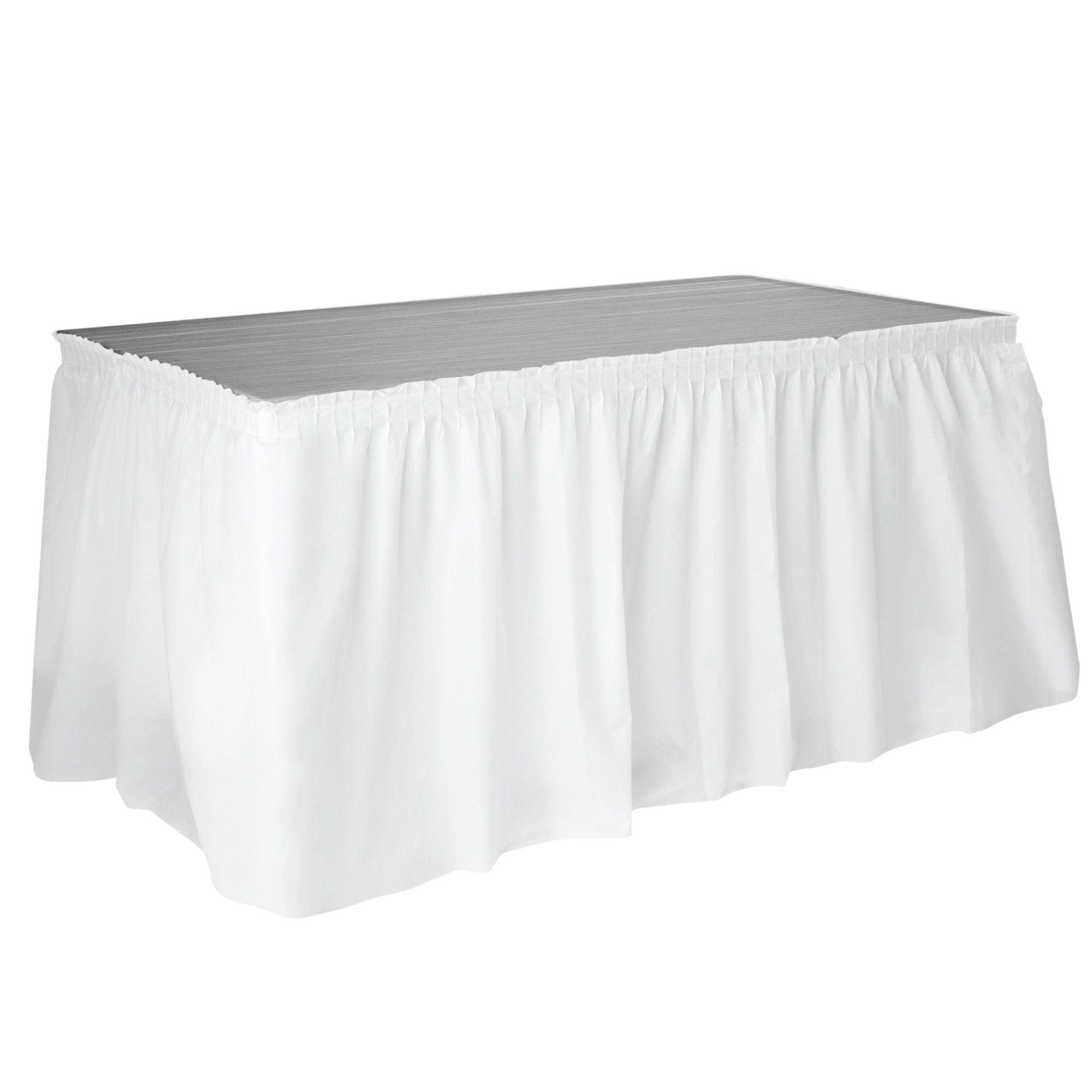 6 Pack White Table Skirt for Rectangle Tables, 29 in x 14 ft Disposable ...