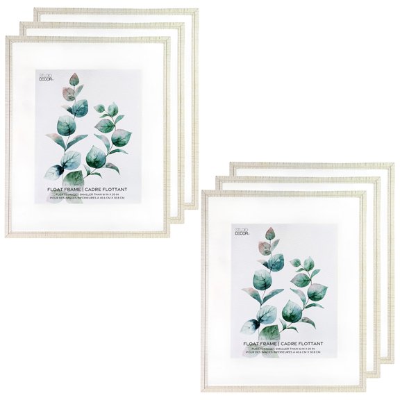 Studio Decor White Wooden 16" x 20" Float Frame, 6 Pack