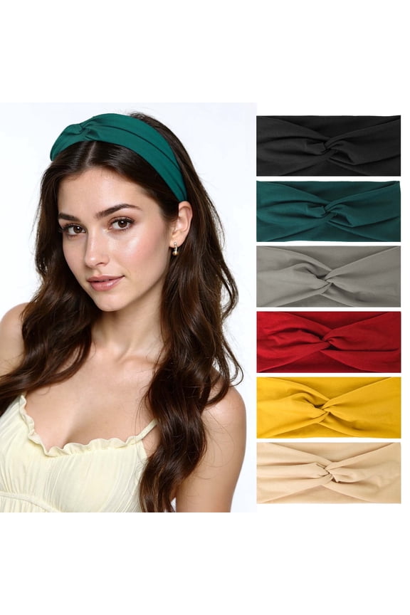 6 Pcs Wide Headbands for Women, Non Slip Cute Zig Zag Headband, Ventilate Sport Workout Hair Wraps, Color Fashion Twist-style Hair Accessories