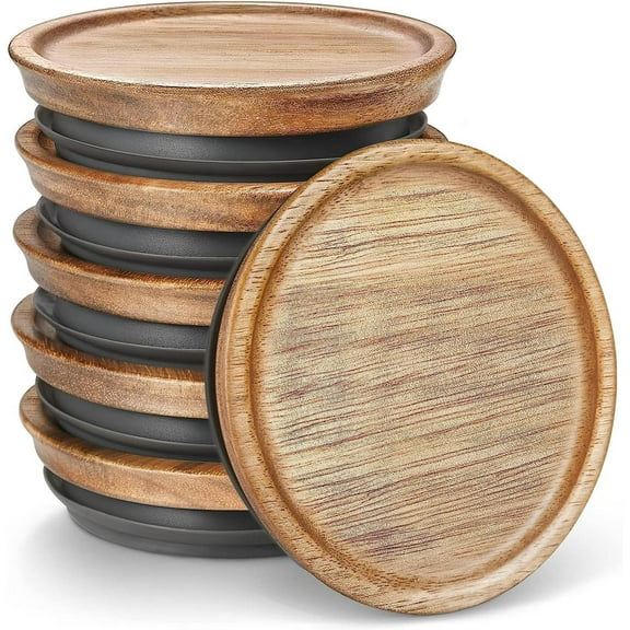 6 Pack Wide Mouth Wooden Mason Jar Lids Food Grade Airtight