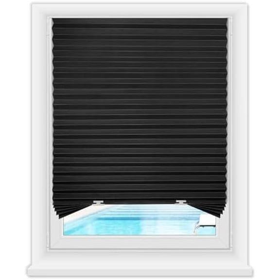 6 Pack Window Blackout Shades, 100% Shading Cordless Light Filtering Pleated Paper Shades, 36 in x 72 in(Fits Windows 19”- 36”), Black