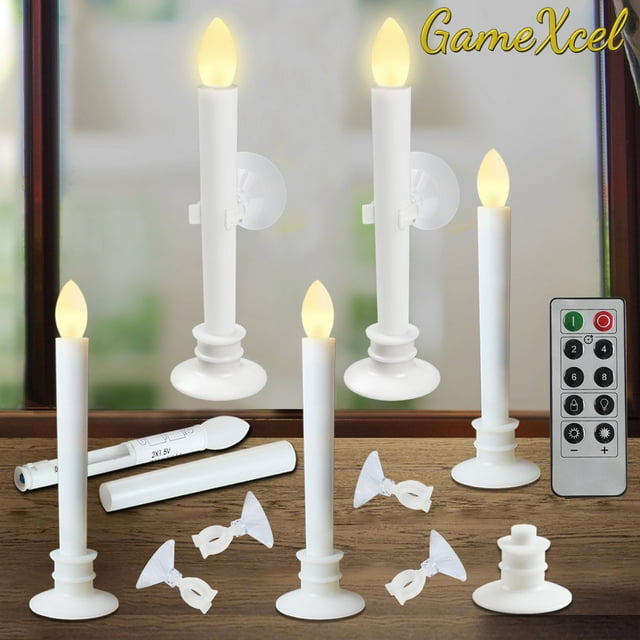 6 Pack Window Candles, Remote Controlled,White Holders,LED Flickering