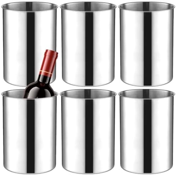 6 Pack Wine Chiller Bucket 750 ML Champagne Bucket Stainless Steel Wine Chillers for Bottles Keeps Cold for Hours Cooler Insulated Champagne Beer Ice Bucket Silver$$Home Decor, Kitchen, & Other