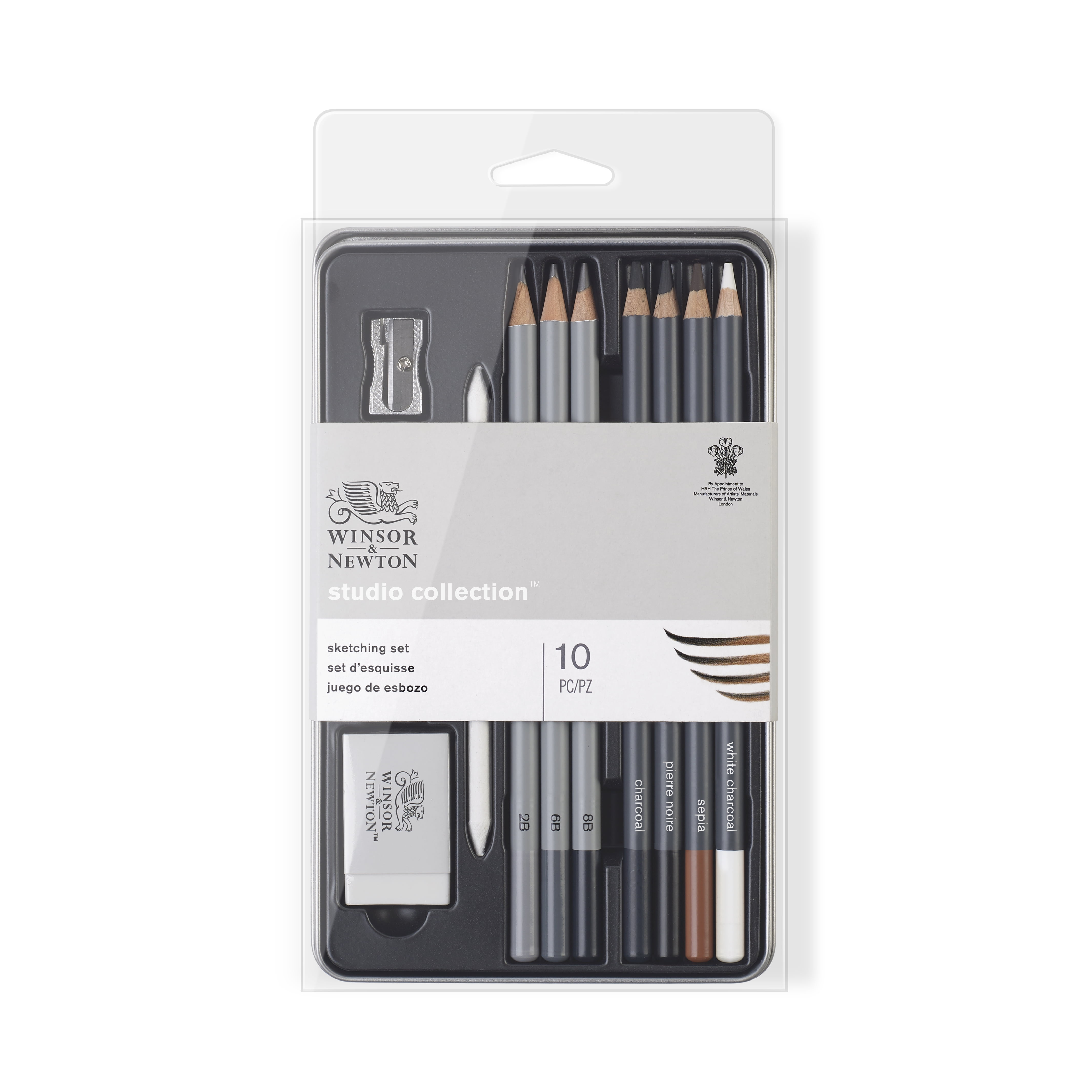 Winsor & Newton Studio Collection 10 Piece Sketching Pencil Tin Set, 6 Pack