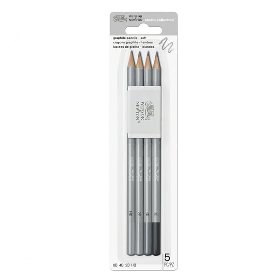 Winsor & Newton Studio Collection Graphite Pencil Set & Eraser, 6 Pack