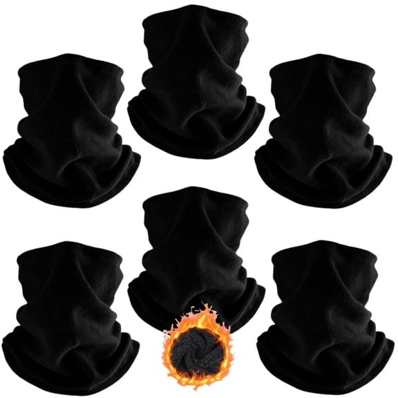 6 Pack Winter Neck Warmer Ski Face Mask - Soft Polar Fleece Balaclava with Adjustable Windproof Face Cover for Skiing, Snowboarding, Cycling & Hiking - Unisex Neck Gaiter Scarf