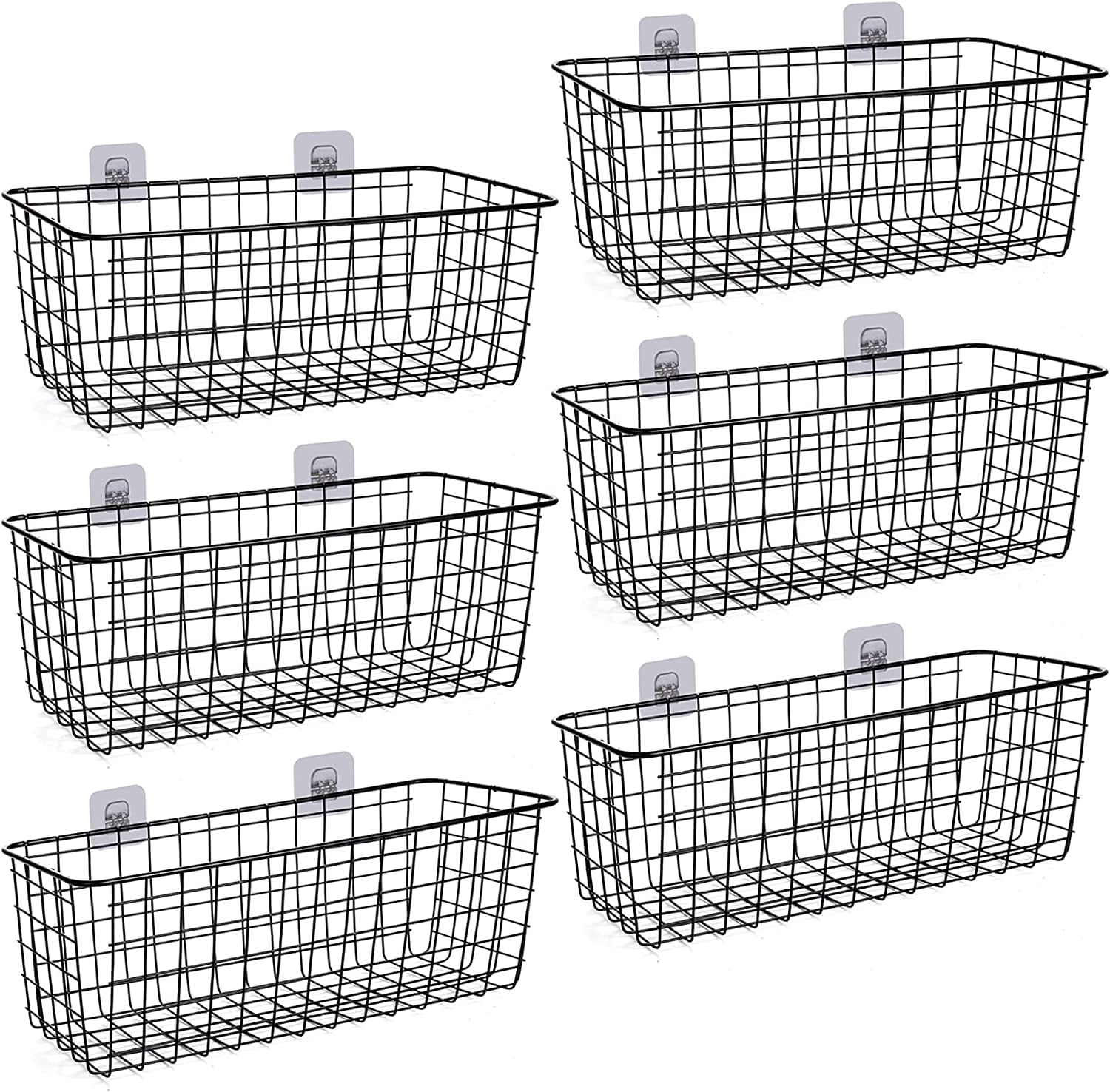 6 Pack Wire Storage Baskets Household Metal WallMounted Containers