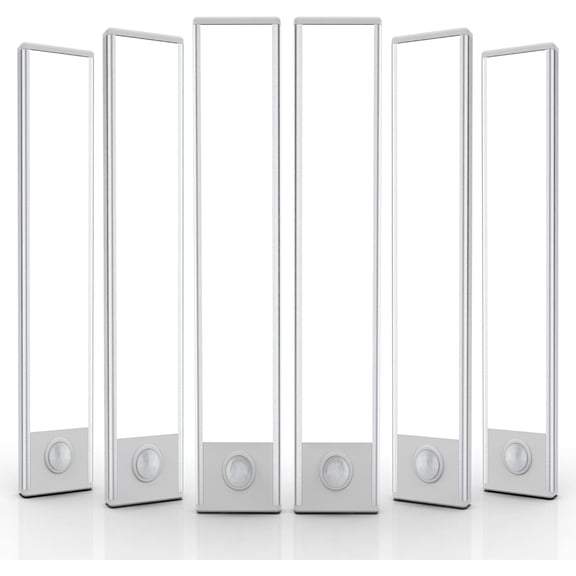 6-Pack Wireless Cabinet Lights - 32 LED Motion Sensor Lights, Indoor Rechargeable Magnetic Wardrobe Lights, Battery Powered, Suitable for Kitchens, Wardrobes, Hallways, Staircases, etc.