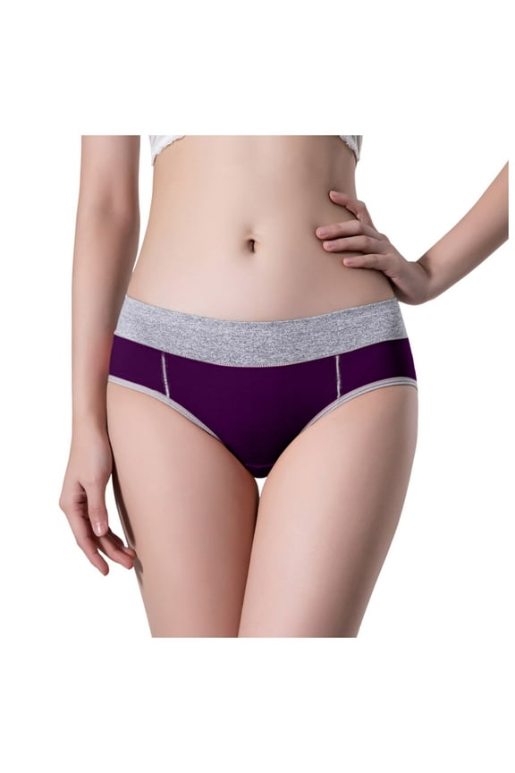 6 Pack Women'S Briefs High Waist Knickers Full Coverage Multicolor Panties For Women,Dark Purple,M