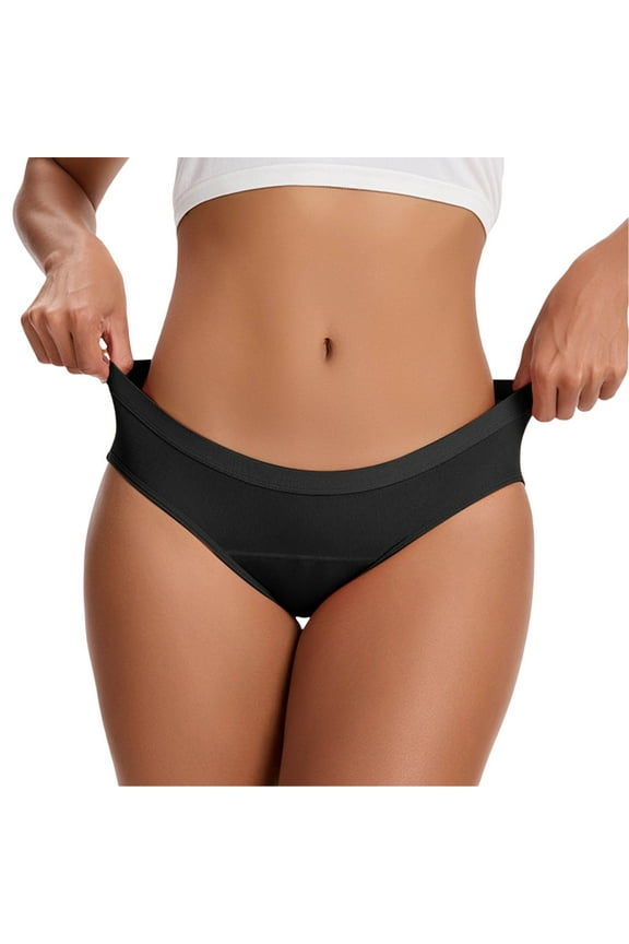 6 Pack Women Underwear Pack Solid Color Breathable Elastic Band Panties For Women Plus Size,Black,S