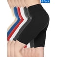 thumbnail image 1 of 6 Pack Women's 3 inch Wide Waistband Biker Shorts Bike Short Ultra Soft Peach Skin Legging Pants (2XL/3XL), 1 of 8