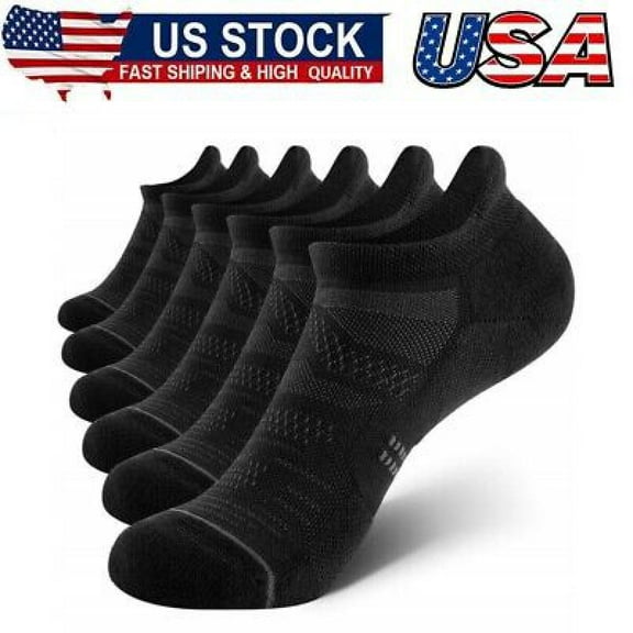6 Pack Women's Ankle Running Socks Cushioned Low Cut Tab Athletic Socks(Black)