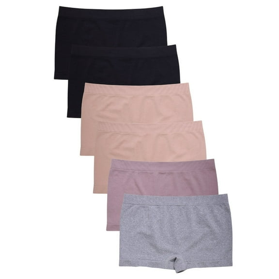 6 Pack Women’s Boyshorts Panties Underwear Comfort Tag-Free Elastic Waist Stretch Seamless Underpants Solid Ladies Comfort Soft Breathable Womenswear