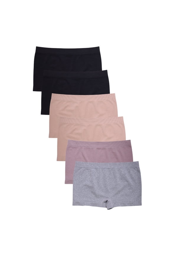 6 Pack Womens Boyshorts Panties Underwear Comfort Tag-Free Elastic Waist Stretch Seamless Underpants Solid Ladies Comfort Soft Breathable Womenswear