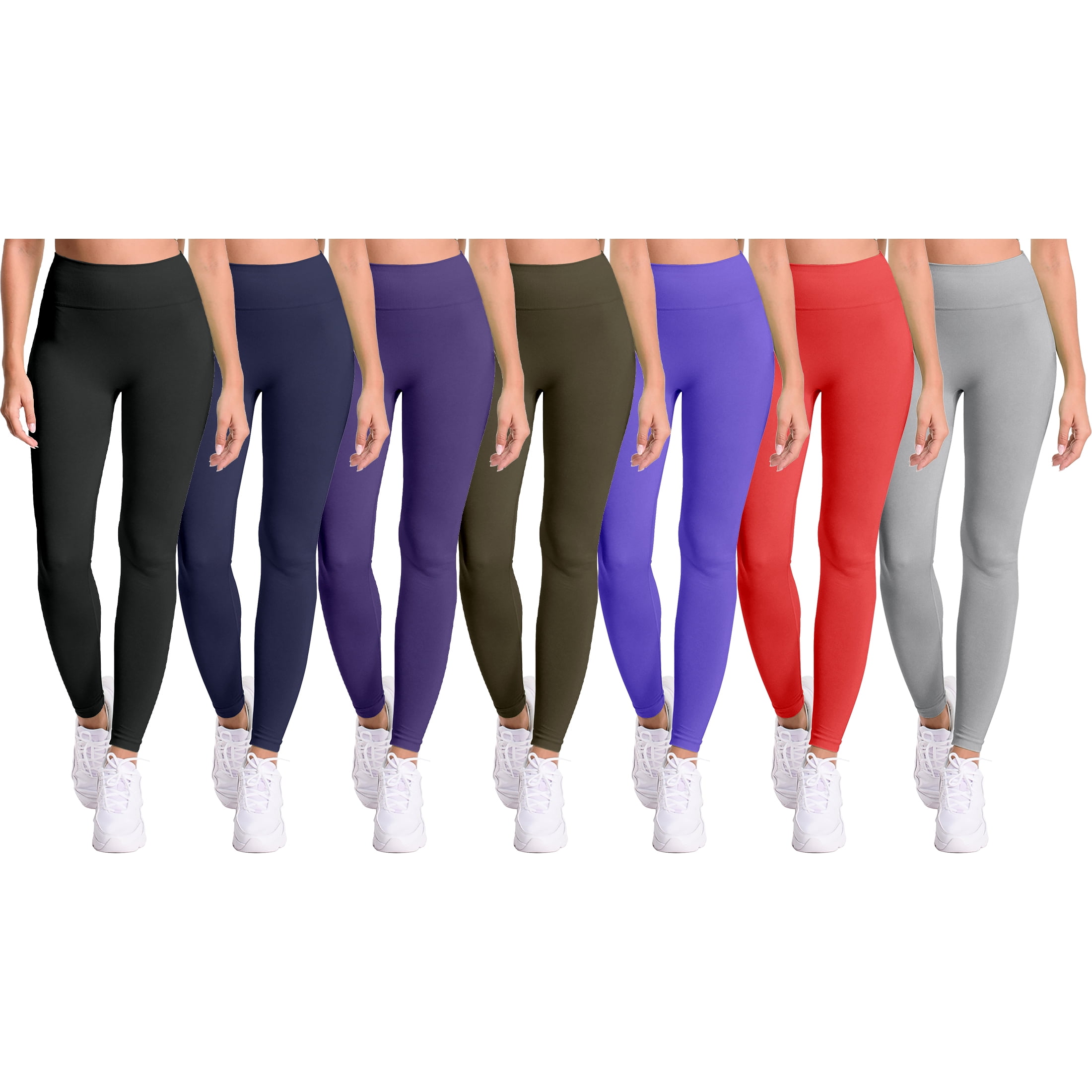 6-Pack Women's Cozy Fleece-Lined Seamless Workout Leggings Yoga Pants 