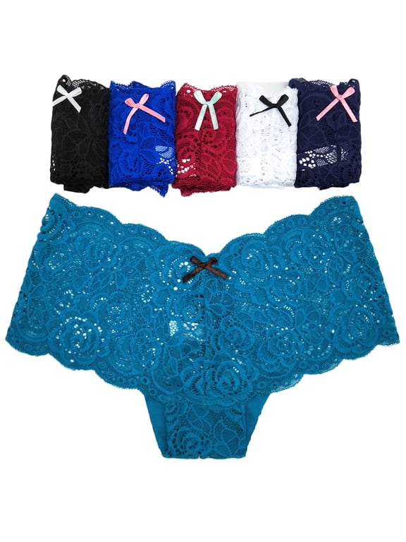 6-Pack Women's Lace Boyshorts Bikini Panties Sexy transparent Panty Underwear (XL)