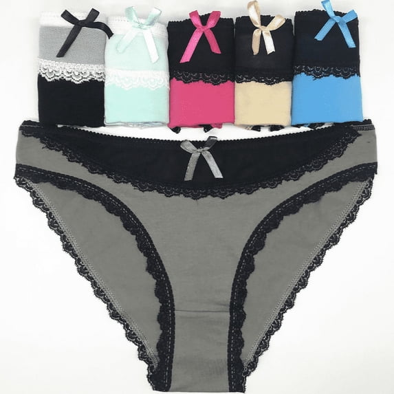 6-Pack Women's Ladies Sexy Cotton Bikini Briefs Panties Underwear (Large)
