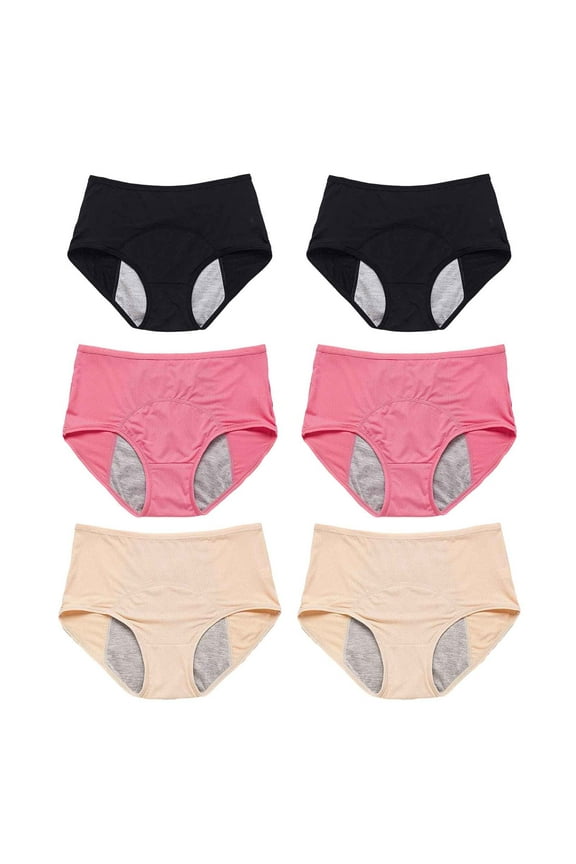 6-Pack Women's Period Underwear - High Waist Leakproof & Breathable, Mesh Comfort Menstrual Pants for Heavy Flow,for Size XXL