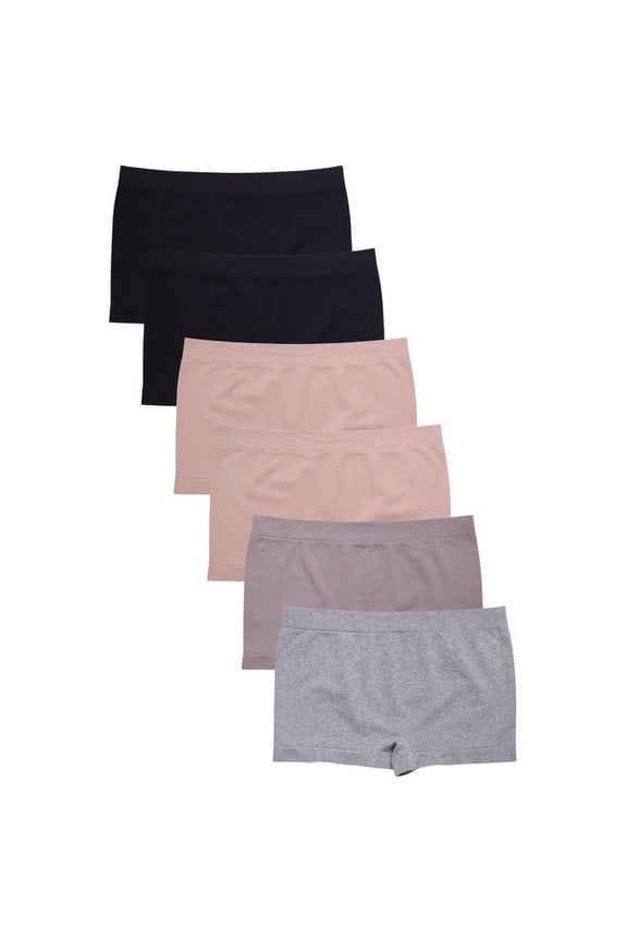 6 Pack Women’s Plus Size Boyshorts Panties Seamless Underwear Comfort Tag-Free Elastic Waist Stretch Underpants Solid Ladies Comfort Soft Womenswear