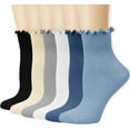 thumbnail image 1 of 6 Pack Women's Ruffle Socks,Casual Cute Ankle Breathable Knit Cotton Soft Frilly Crew Socks for Women, 1 of 7