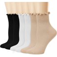 thumbnail image 1 of 6 Pack Women's Ruffle Socks,Casual Cute Ankle Breathable Knit Cotton Soft Frilly Crew Socks for Women, 1 of 7