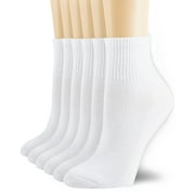 NEVEND 6 Pairs Women's Cotton Athletic Ankle Running Sports Socks White Size 9-11