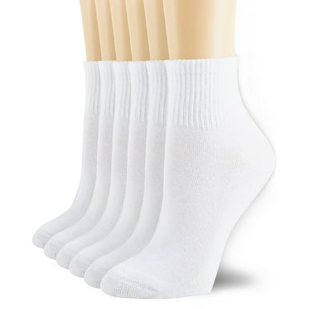 6 Pairs Women's Cotton Athletic Ankle Running Sports Socks White Size 9-11